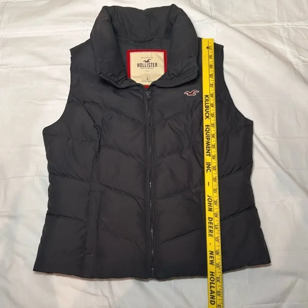 Hollister Co dark gray women’s down filled puffer vest‎ size large y2k winter
